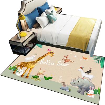 China Eco-Friendly Cute Soft Washable Carpet Washable Bedroom Play Mat Gold Diamond Cartoon Kids Area Rug Te koop