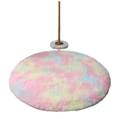 China Washable High Quality Shaggy Blankets Round Shaped High Pile Dyed Knotting PV Velvet Fur Blanket Customized Colors And Sizes for sale