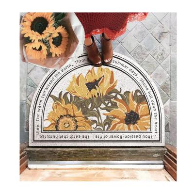 중국 Cartoon Oil Painting Style Rugs And Blankets Living Room Flower PVC Carpet 3D Design Wear-proof Coconut Fiber Mat 판매용