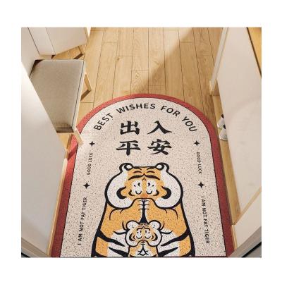 중국 PVC Cartoon DIY Cutting Anti Slip Coir Mat Stain Resistance Tiger Shape Waterproof Door Mats Floor Mats For Home 판매용