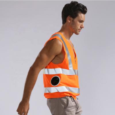 China NEW 5V HI VI Fan Anti-heat 2021 Reflective Clothing Air Cooling Vest Jacket Safety Work Wear Conditional Wear for sale