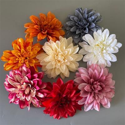 China L-118 Wedding Silk Flower Decoration Faux Silk White Flowers Head Dahlia For Flower Wall Artificial for sale