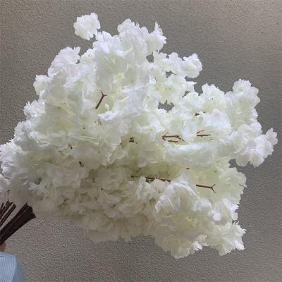 China Pure White Silk Cherry Blossom Branches For Wedding Decoration Table Flower Artificial Silk Tree Branches L-103 for sale