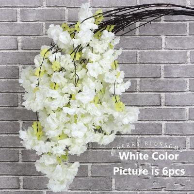 China Silk Flowers Sakura Artificial Silk Pink Hanging Cherry Blossom Branch Japanese Wedding Decoration L-106 for sale