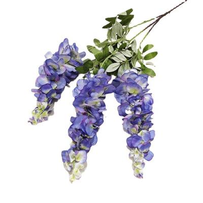 China Wholesale White Purple Silk Wisteria Flower L-147 Wedding Decor 3forks Long Silk Wisteria Artificial Flowers For Tree Decoration for sale