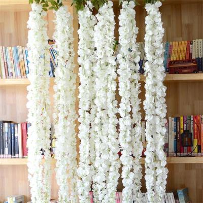 China White Hanging Vine Garland Artificial Flowers Wisteria For Amazon Wedding Decor Good Quality Wisteria L-150 Artificial Silk Length 140cm for sale