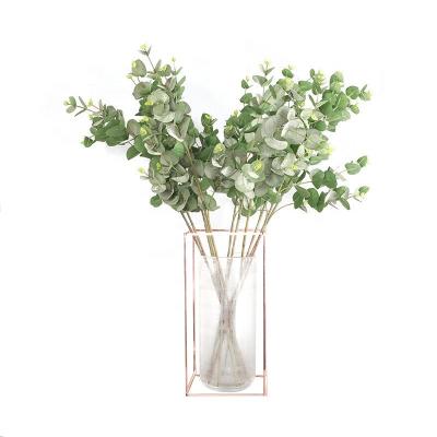 China O-016 Artificial Silk Eucalyptus Branch Plant Silk Eucalyptus Wedding Home Office Decoration Faux Eucalyptus Branch for sale