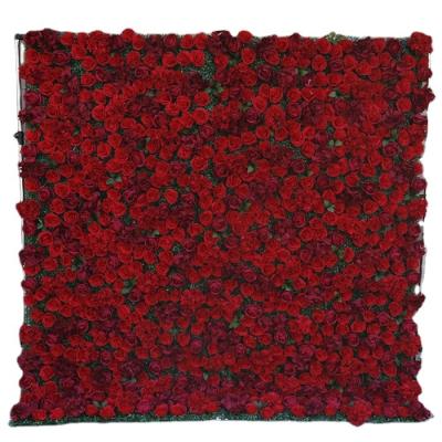 China L-102 Rose Burgundy Backdrop Flower Wall Red Cheap Wedding Flower Artificial Silk Silk for Decoration for sale