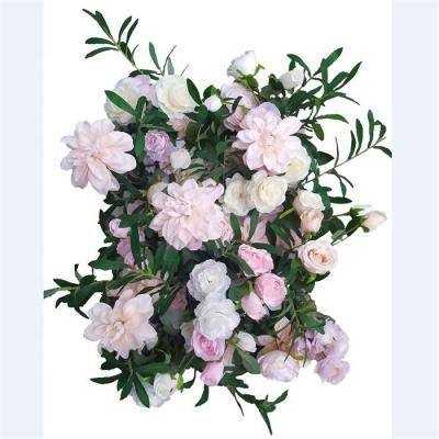 China Artificial Silk Rose Flower Wall White Rose Flower Wall L-031 Greenery Silk White Eucalyptus Panel Flower Decoration Wedding for sale