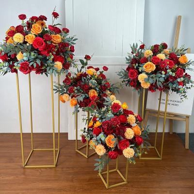 China Silk Flowers Table Centerpieces Rose Flower Table Centerpieces Artificial Silk Flowers Wedding Flower Display Stand Decoration L-033 for sale