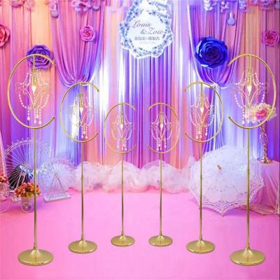 China A-011 Iron + Crystal Decorative Stage Layout Wedding Props Golden Wrought Iron Scepter Street Light for sale