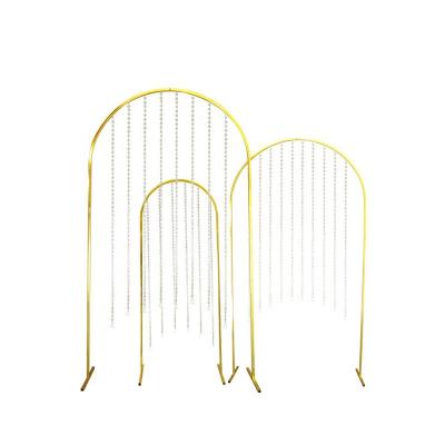 China A-012 Metal Photo Booth Props Round Curtain Arch Bead Ornament Wedding Prop Backdrop for sale