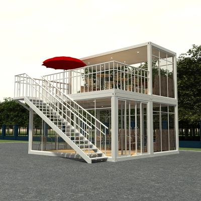 China Fast Install Two-Story Living Container House Office Store Container Home With Balcony for sale