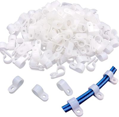 China White Nylon Type Clamp Tie Electrical Wire Protector R Plastic Wires Tie Clamp Clips Assortment Kit With 7 Different Size For Wire Management for sale