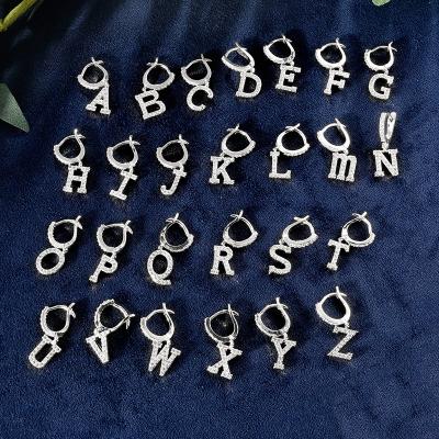 China 2021 Trendy Elegant Diamond Letter Zircon Huggie Hoop Earrings Fashion Jewelry for sale