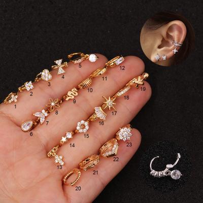 China TRENDY Earring Making Supplies Best Selling Ear Bone Piercing Micro Set Zircon Small Loop Earrings for sale