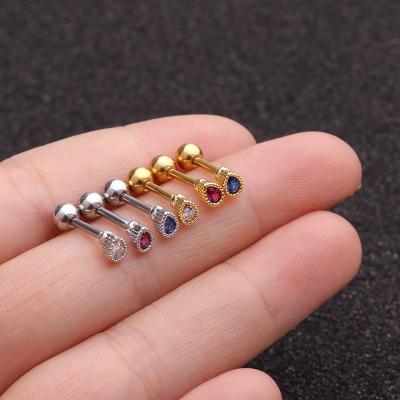 China FASHIONABLE Amazon Stainless Steel Jewelry Water Drop Zircon Stud Earrings Screw Down Stud Earrings for sale