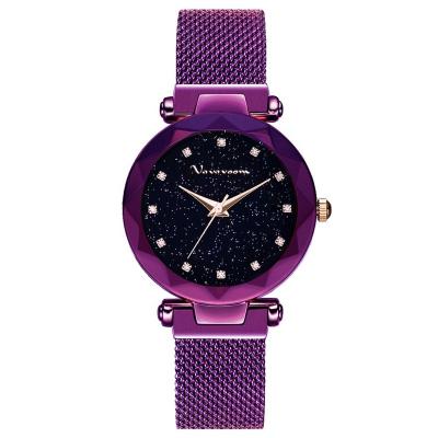 China Water Resistant Trend Milan Magnetic Buckle Mesh Belt Watch Starry Pink Diamond Girls Waterproof Woman Quartz Watch for sale