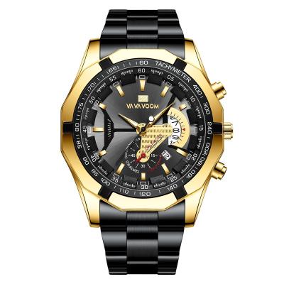 China Day/date stainless steel chain sports calendar luminous steel band watch non-automatic mechanical multi-function watch for men for sale