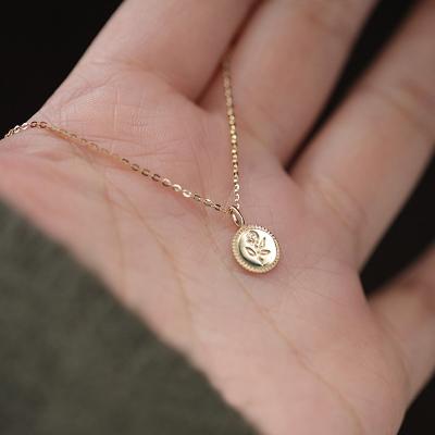 China FASHIONABLE Elephant 14k Gold Coins Rose Flower Small Gold Sterling Silver 925 Pendant Necklace for sale