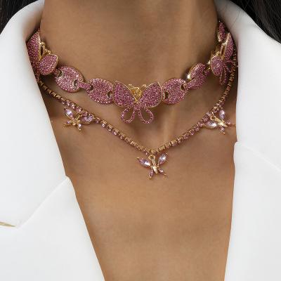 China 2021 Trendy Trendy Women's Cuban Link Butterfly Jewelry Chain Necklace for sale