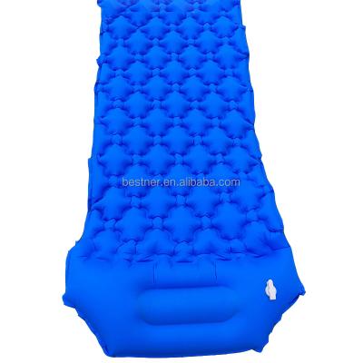 China Riomst Portable Camping Sleep Pad 3.9 Inch Inflatable Sleep Mat With Pillow Built-in Pump Compact Ultralight Waterproof Pad for sale