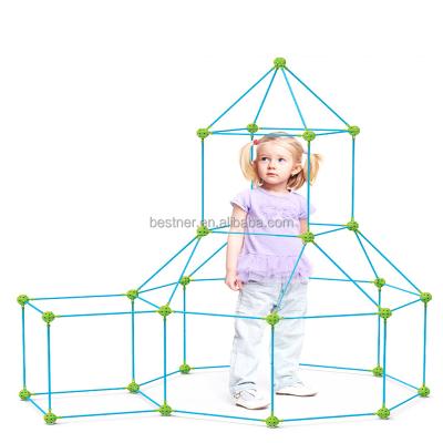 China Eductional Child Play Building Kit Educational Toys Popular Riomst DIY Insert Tent Fort Construction Set Toy House Play Tunnel Tent Gathered Outdoor for sale