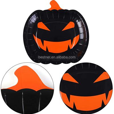 China Traditional Riomst 2021 New Customized Halloween Party Pumpkin Themed Plate&Cups Halloween CMYK Paper Party Supplies for sale