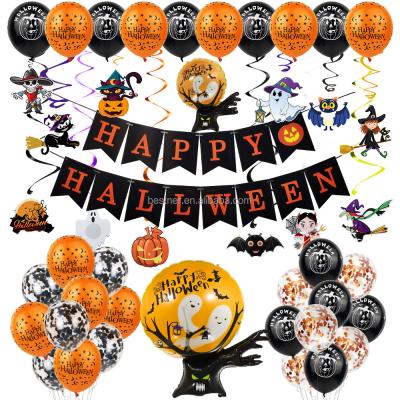 China Riomst 2021 Hot Sale Eco-friendly Disposable For Halloween Happy Ghost Shape Aluminum Foil Balloon Customer Small Latex Balloons Garlands Decoration for sale