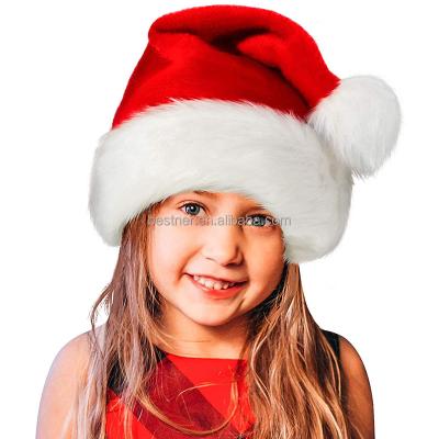 China Promotion Christmas Gift Extras Thicken Children Christmas Santa Hat Unisex Velvet Comfort Classic Christmas Holiday Hat For Adults for sale