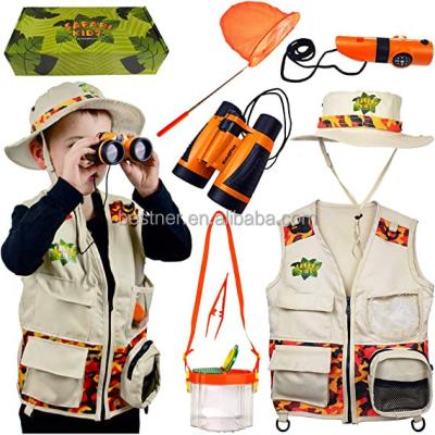 China TELESCOPE Bestner's Explorer Bug Catcher Kit for Kids Outdoor Exploration with Vest Hat Binocular Telescopic Butterfly Net Whistle New for sale