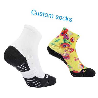 China High Performance Athletic Socks Breathable Polyester Outdoor Custom Printed Design Ankle Sports Socks For Unisex for sale