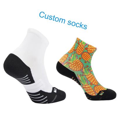 China Breathable OEM Customized Designer Customized Sublimation Athletic Socks 3d Printed Short Sport Socks Manufacturer for sale