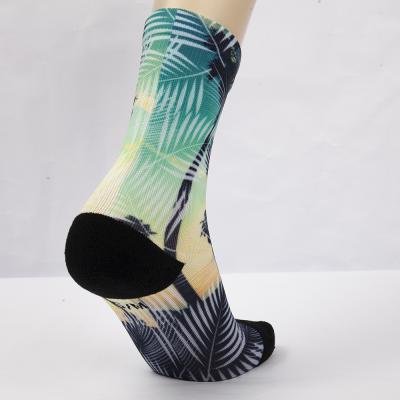 China QUICK DRY empty polyester sublimation fashion mid dress socks knitting yarn polyester men street socks for sale