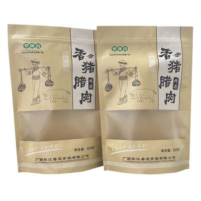 China Factory Wholesale Safety Zipper Lock Biodegradable Kraft Paper Bag With Window for sale