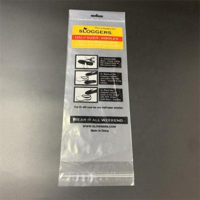 China Custom Self-adhesive Clear Pouch Zipper Moisture Proof Lock Plastic POP Transparent Packaging Bag For Insole Socks for sale