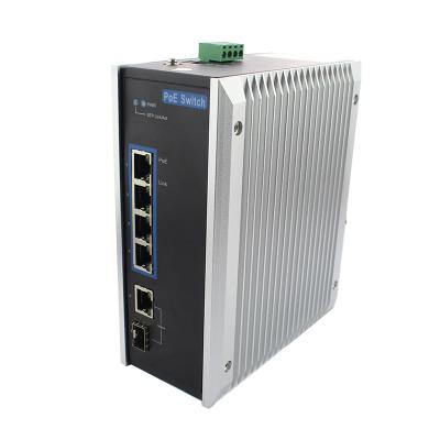 China LACP 5 10/100Mbps RJ-45 with 4 PoE Ports with 1 100Mbps Industrial SFP Din-Closed POE Switch for sale