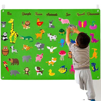 China Early Education Animal Felt Story Board Set 3.5Ft Classification 54Pcs Preschool Animal Storytelling Flannel for sale