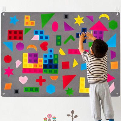 China Kids Educational Toys 64Pcs Preschool Trains Teaching Felt Board Story Set 3.5 Ft Montessori Teacher Colorful Flannel Aid Tangrams Storytelling for sale