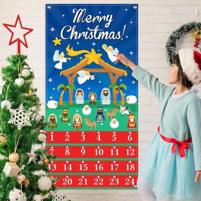 China Festival Decoration 2022 New Design Nativity Advent Calendar Hanging Advent Calendar DIY for sale