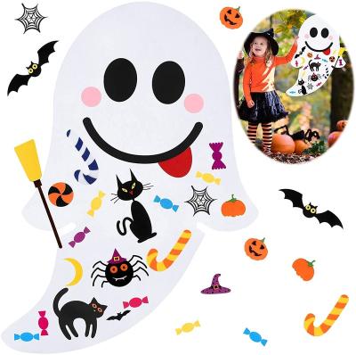 China Festival Decoration Halloween DIY White Ghost Felt Costumes Halloween 3D Felt White Pumpkin Cat Felt Set 3D DIY Ghost White Ghost Costumes Halloween DIY for sale