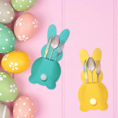 China Eco-Friendly Easter Bunny Utensil Cutlery Holders Pouch Bags 24 Felt Silverware Holder Bags Per Pack 5.9 x 3.15 Inch Utensil Pouch For Knife Fork for sale