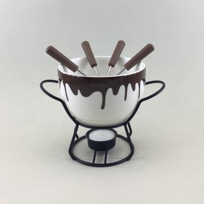 China Sustainable Customized Edged Candle Fondue Heater / European Chocolate Crucible Fondue Pots for sale