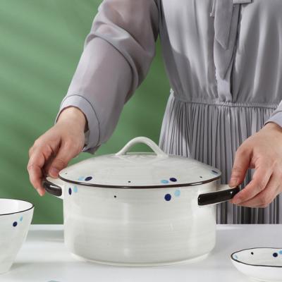 China New Design Banquet Dinner Party Cookware Sustainable Soup Dish Ceramic Pot Casserole Casserole With Lid for sale