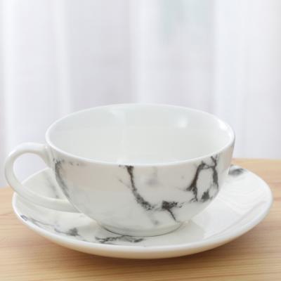 China New Design Sustainable Modern Home Use Marble Porcelain Coffee Mug Ceramic Coffee Tea Cups And Saucers for sale