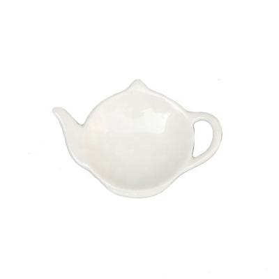 China Widely Used White Personalized Loose Spoon Ring Holders White Ceramic Tea Bag Holder Dish for sale