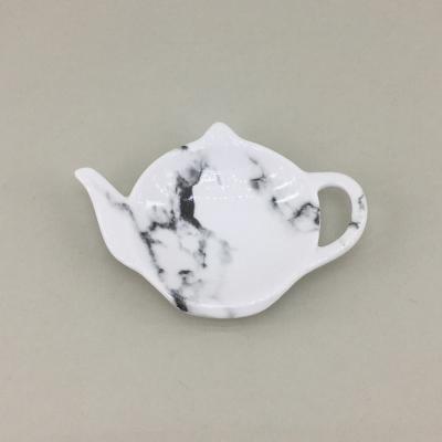 China Sustainable Art and Hand Made Custom Crafted Personalized Marble Ceramic Tea Bag Holder for Tea Cup for sale