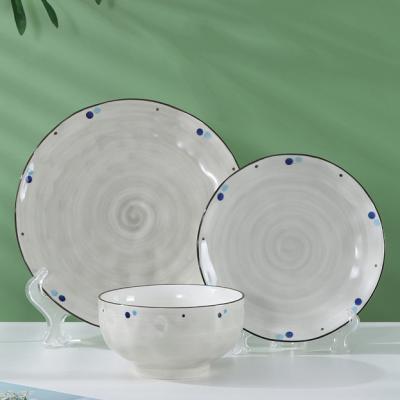 China Customized Viable Restaurant Hotel Home Kitchen Dinnerware Set Modern Round Ceramic Dish And Bowl 12 Pcs Dinner Set for sale