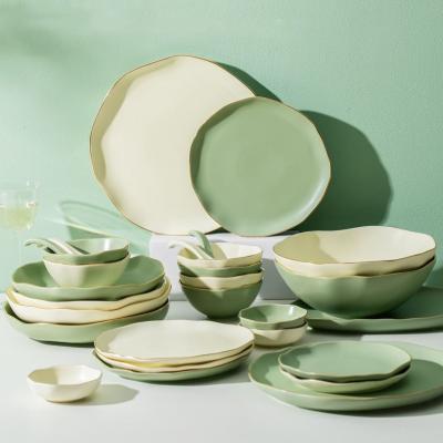 China Nordic Wholesale Viable Restaurant Tableware Dinner Dishes Bowls Sets Ceramic Dinner Set For Home for sale