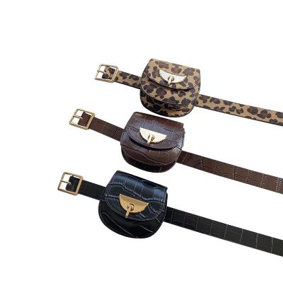 China Fashion OEM Custom Logo PU Leopard Crocodile Black Beige Leather Mini Waist Bag Fanny Pack With Metal Chain for sale